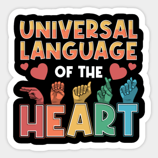 ASL Sign Language Teacher Deaf Person Signage Alphabet Heart Sticker